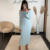 ROBE LONGUE BLEU CIEL ALBA - La Petite Somptueuse