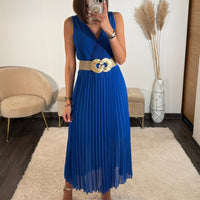 ROBE LONGUE BLEU ELECTRIQUE AMBRE - La Petite Somptueuse