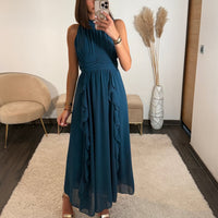 ROBE LONGUE BLEU JEANNE - La Petite Somptueuse