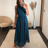 ROBE LONGUE BLEU JEANNE - La Petite Somptueuse