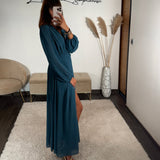 ROBE LONGUE BLEU MAUD - La Petite Somptueuse