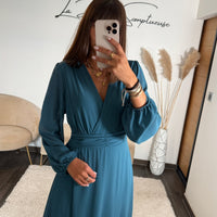 ROBE LONGUE BLEU MAUD - La Petite Somptueuse
