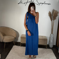ROBE LONGUE BLEU SOLINE - La Petite Somptueuse