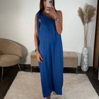 ROBE LONGUE BLEU SOLINE - La Petite Somptueuse