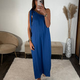 ROBE LONGUE BLEU SOLINE - La Petite Somptueuse