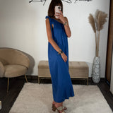 ROBE LONGUE BLEU SOLINE - La Petite Somptueuse