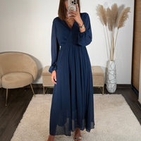 ROBE LONGUE BLEUE ELODIE - La Petite Somptueuse