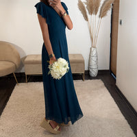 ROBE LONGUE BLEUE OLIVIA - La Petite Somptueuse