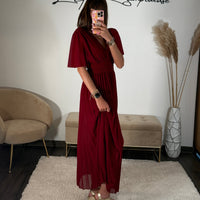 ROBE LONGUE BORDEAUX KARENE - La Petite Somptueuse