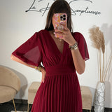 ROBE LONGUE BORDEAUX KARENE - La Petite Somptueuse