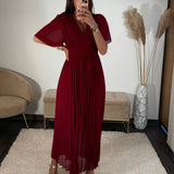 ROBE LONGUE BORDEAUX KARENE - La Petite Somptueuse