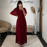 ROBE LONGUE BORDEAUX KARENE - La Petite Somptueuse