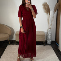 ROBE LONGUE BORDEAUX KARENE - La Petite Somptueuse