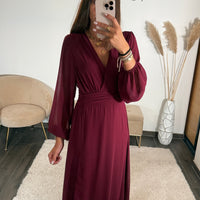 ROBE LONGUE BORDEAUX MAUDE - La Petite Somptueuse