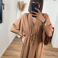 ROBE LONGUE CAMEL SONIA - La Petite Somptueuse