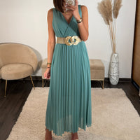 ROBE LONGUE CELADON AMBRE - La Petite Somptueuse