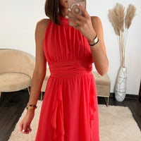 ROBE LONGUE CORAIL JEANNE - La Petite Somptueuse