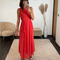 ROBE LONGUE CORAIL JEANNE - La Petite Somptueuse