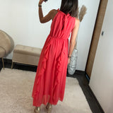 ROBE LONGUE CORAIL JEANNE - La Petite Somptueuse