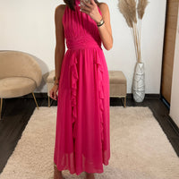 ROBE LONGUE FUCHSIA JEANNE - La Petite Somptueuse
