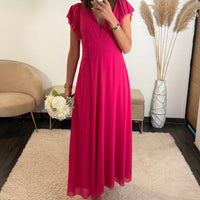 ROBE LONGUE FUCHSIA OLIVIA - La Petite Somptueuse