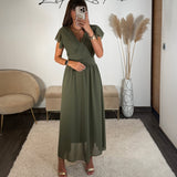 ROBE LONGUE KAKI CHARLIE - La Petite Somptueuse