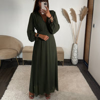 ROBE LONGUE KAKI MAUDE - La Petite Somptueuse