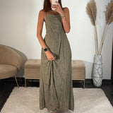 ROBE LONGUE KAKI NOURA - La Petite Somptueuse