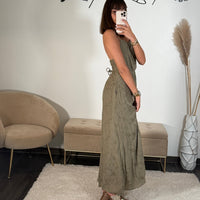 ROBE LONGUE KAKI NOURA - La Petite Somptueuse