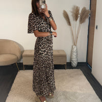 ROBE LONGUE LEOPARD MARRON KARENE - La Petite Somptueuse