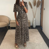 ROBE LONGUE LEOPARD MARRON KARENE - La Petite Somptueuse