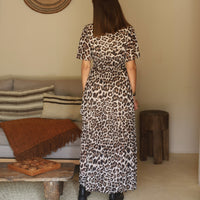 ROBE LONGUE LEOPARD MARRON KARENE - La Petite Somptueuse