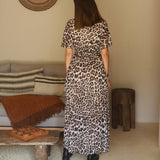 ROBE LONGUE LEOPARD MARRON KARENE - La Petite Somptueuse