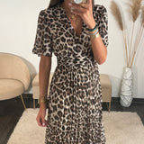 ROBE LONGUE LEOPARD MARRON KARENE - La Petite Somptueuse