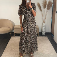 ROBE LONGUE LEOPARD MARRON KARENE - La Petite Somptueuse