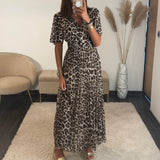 ROBE LONGUE LEOPARD MARRON KARENE - La Petite Somptueuse