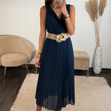 ROBE LONGUE MARINE AMBRE - La Petite Somptueuse