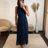 ROBE LONGUE MARINE JEANNE - La Petite Somptueuse