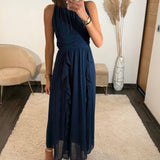 ROBE LONGUE MARINE JEANNE - La Petite Somptueuse