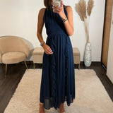 ROBE LONGUE MARINE JEANNE - La Petite Somptueuse