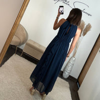 ROBE LONGUE MARINE JEANNE - La Petite Somptueuse