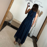 ROBE LONGUE MARINE JEANNE - La Petite Somptueuse