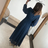 ROBE LONGUE MARINE MAUD - La Petite Somptueuse