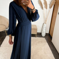 ROBE LONGUE MARINE MAUD - La Petite Somptueuse