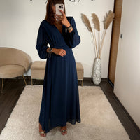 ROBE LONGUE MARINE MAUD - La Petite Somptueuse