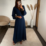 ROBE LONGUE MARINE MAUD - La Petite Somptueuse