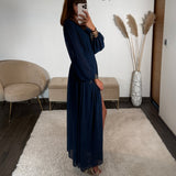 ROBE LONGUE MARINE MAUD - La Petite Somptueuse