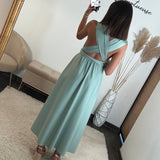 ROBE LONGUE MULTIPOSITION VERT D'EAU IZIA - La Petite Somptueuse