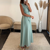 ROBE LONGUE MULTIPOSITION VERT D'EAU IZIA - La Petite Somptueuse