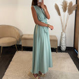 ROBE LONGUE MULTIPOSITION VERT D'EAU IZIA - La Petite Somptueuse